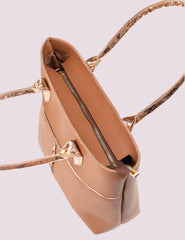 Chic Caramel Tote with Exquisite Metallic