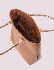 Chic Caramel Tote with Exquisite Metallic