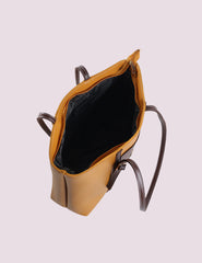 Two-Tone Structured Tote Bag Mustard