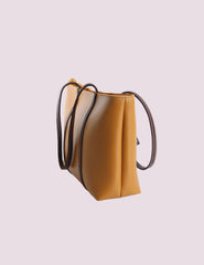 Two-Tone Structured Tote Bag Mustard