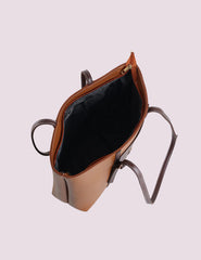 Two-Tone Structured Tote Bag Brown