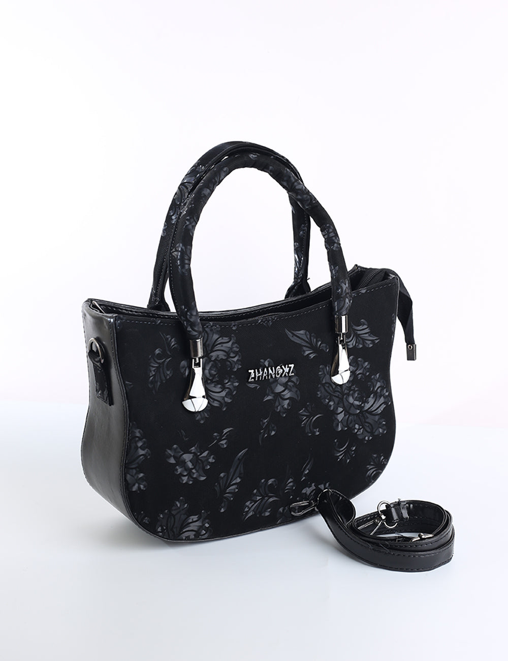 Embroidered Floral Satchel Bag