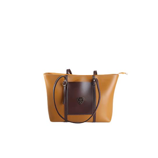 Two-Tone Structured Tote Bag Mustard