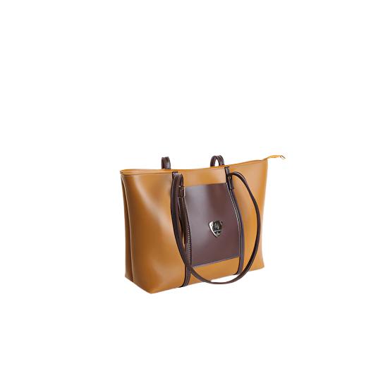 Two-Tone Structured Tote Bag Mustard