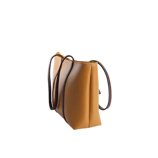 Two-Tone Structured Tote Bag Mustard